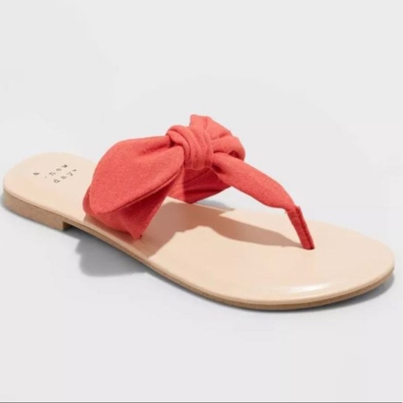 a new day Shoes - Hannah Knotted Bow Flip Flop Sandals A New Day Size 8 Red Knot Tie